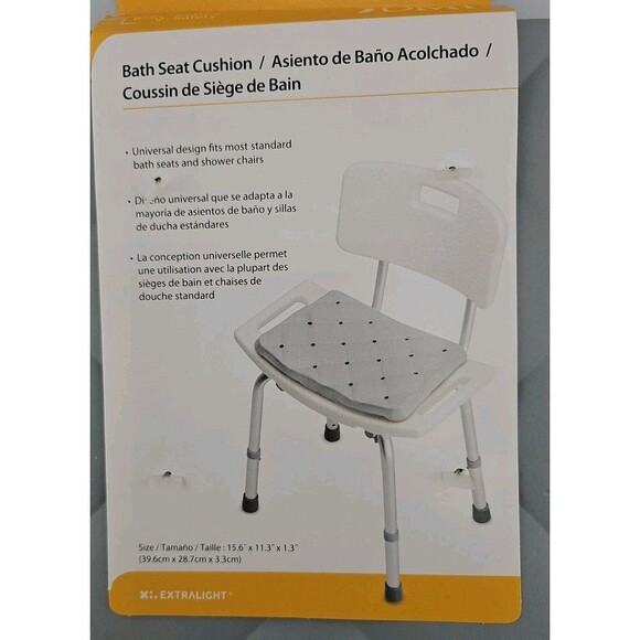 DMI Bath Seat Foam Cushion for Transfer Benches, Shower Chairs, Gray - Picture 1 of 4